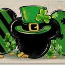 Pycat St. Patrick's Day Kitchen Rugs Set, Shamrock Clover Top Hat Stripes Kitchen Mats Decor, Gold Irish Holiday Floor Door Mat Home Decorations -17x47