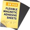 Adhesive Magnetic Sheets,5 x 7,Pack of 24 Magnetic Paper,Sticky Magnet Sheets Perfect Display Pictures,Postcards