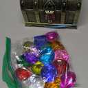 Sloosh Diving Gems Pool Toys, 16 Big Colorful Diamond with Pirate Treasure Chest,Swim Dive Toy for Kids Underwater Gemstone Swimming Training Gift Water Pool Games(Gold)