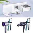 Hair Straightener Holder for Wall, Adhesive Straightener Holder, Blow Dryer Holder Wall Mounted, Stainless Steel Hair Dryer Holder Curling Iron Organizers Storage, Bathroom Hair Tools Holders