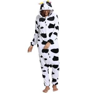 Hundredmore Unisex Adult Cow Onesie Pajamas, Men Women One Piece Cartoon Halloween Animal Costume, XL