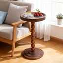 Small Round Side Table, C Table End Tables for Sofa, Sofa Round Tables for Livingroom,Bedroom,Study and Small Spaces (Walnut Color)