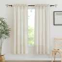 RYB HOME Linen Sheer Curtains 2 Panels for Living Room, Semi Transparent Privacy Drapes with Rod Pocket Farmhouse Style Window Treatments for Bedroom, Linen, 52" W x 72" L