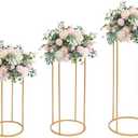MSAIERPLR Wedding Flower Stand Metal Plant Stand 3PCS Round Flower Holders Cylindrical Wedding Flower Rack Round Tall Cylinder Pedestal Stand for Parties & Wedding Living Room Decoration Gold