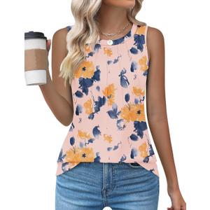 Kistore Womens Summer Tank Tops Sleeveless Crew Neck Pleated Blouse Shirts Fashion Clothes 2025 (XL)