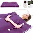 Natural Jade and Tourmaline Heat Far Infrared Sauna Blanket with Remote Control for Exercise Recovery Heating Detox 2-Zone Double Zipper Digital Display Portable Saunas for Home Relaxation