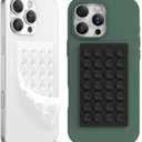 2 x 2 Pack Silicone Suction Cup Phone Case Mount Double-Sided, Hands-Free Strong Grip Holder for iPhone and Android, Sticky Phone Stand for Selfies and Videos, Black+Transparent