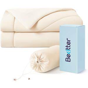 Bedtter Cooling Throw Blanket Lightweight, Summer Breathable Ice Comforter with Dual-Sided Cooling, Cold Blankets for Hot Sleepers Night Sweats, Soft Travel Blanket with Carry Bag, Beige, 50"x60"