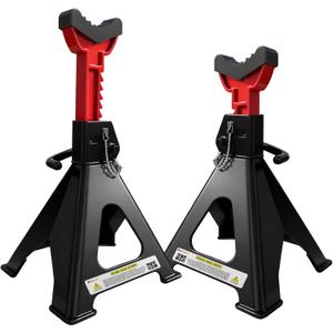 6 Ton Jack Stands Heavy Duty 13,200 LBs, Car Jack Stands for Trucks with Double Pin Locking & Extra Rubber Pads, 15.6"-23.4" Adjustable for Garage, Home, Vehicle Lifting, 1 Pair Black+Red