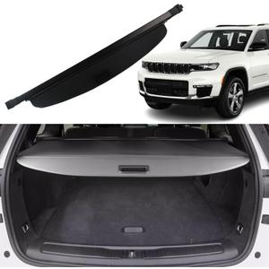 Cargo Cover for 2022 2023 2024 Jeep Grand Cherokee (2 Row; WL) 4XE Accessories Trunk Cover Rear Trunk Organizer Security Cover Shielding Shade, Black