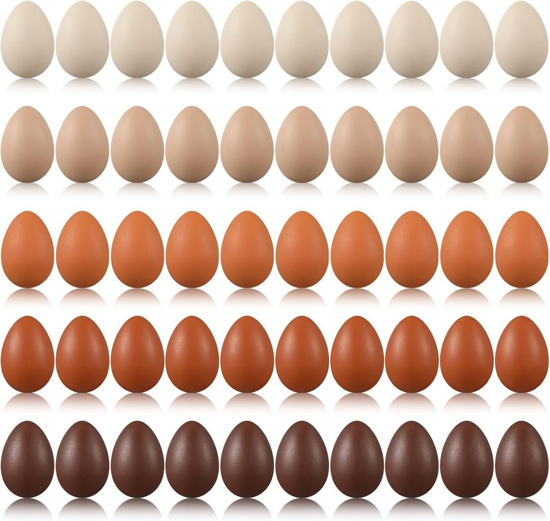 Beeveer 50 Pcs Plastic Easter Eggs Bulk for Easter Hunt 1.6 x 2.4 Inch Colorful Hanging Plastic Eggs for Basket Fillers Party Favor DIY Crafts Decoration(Brown Series)