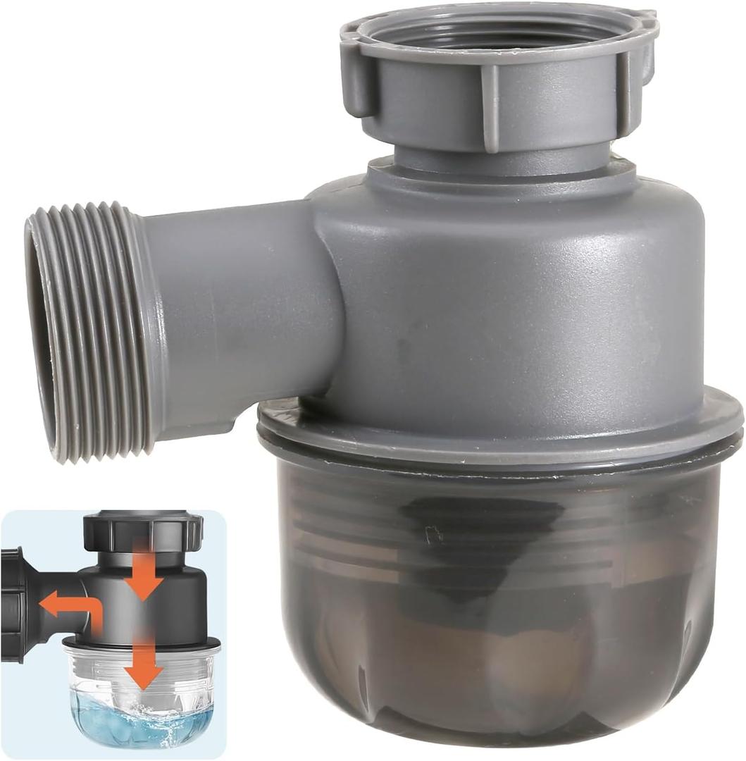 Sink Trap 1 1/2'' P-Trap Replacement Upgrade Visible Removable Easy to Clean Drain Valve Suitable for Kitchen, Bathroom, Garbage Disposal Sink Drainage Pipe Accessories(Female Thread)