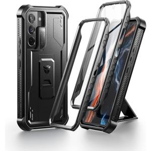 Dexnor Full Body Case for Samsung Galaxy S22 5G/6.1 inches, [Extra Front Frame] Heavy Duty Military Grade Protection Built-in Screen Protector and Kickstand for Galaxy S22 5G,Black