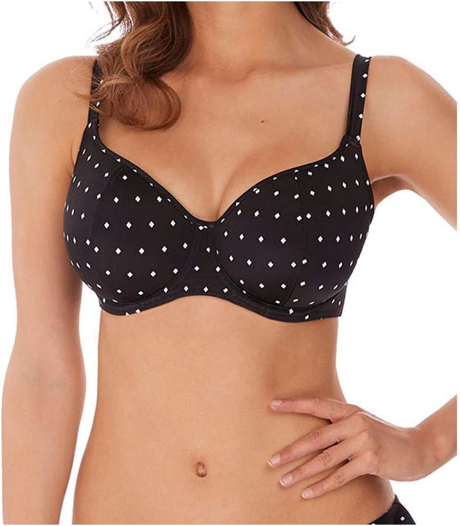 Freya Womens Jewel Cove Underwire Sweetheart Bikini Top (Black, L)