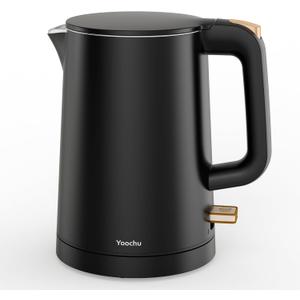 Small Electric Kettle, 0.8L Water Boiler & Heater, 1000W Hot Tea Pot, Double Wall Stainless Steel Cool Touch, Mini Coffee Kettle with Auto Shut Off & Boil Dry Protection, BPA-Free, Black
