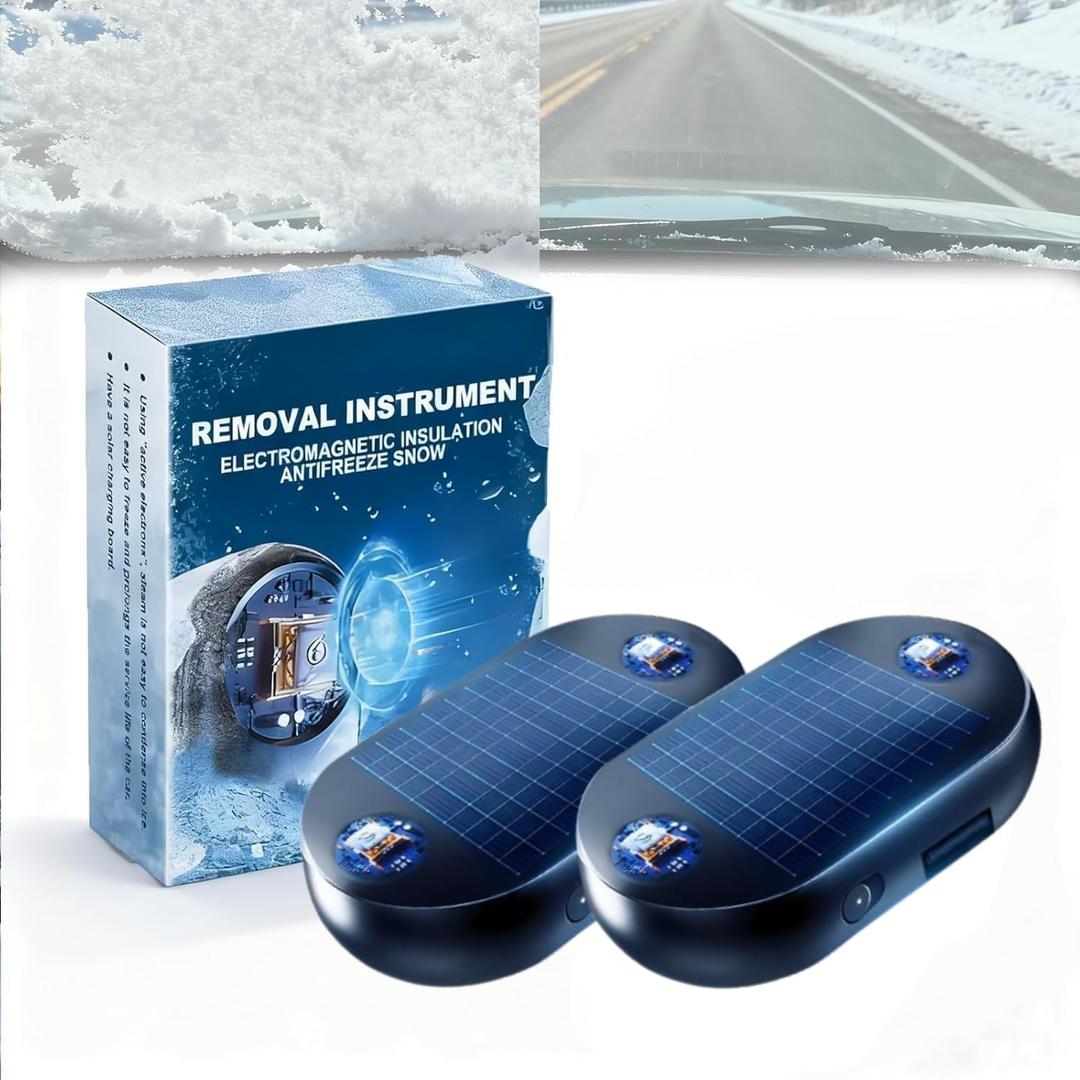2 Pack Anti-Freeze Electromagnetic Car Snow Removal Device, 2026 Portable Solar-Powered Electromagnetic Snow & Ice Prevention Remover for Vehicles