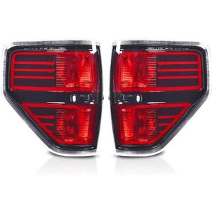PIT66 Tail Lights Rear Light Lamp Assembly, Compatible with 2009 2010 2011 2012 2013 2014 Ford F150, Pickup SVT Rear Assembly, 1 Pair, Black Trim