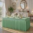 2 Pack Sage Green Spandex Fitted Tablecloth 6 Foot - Stretch Table Clothes for 6 FT Rectangle Table, Washable Ruffles Elastic for Weddings, Buffet, Banquet, Trade Craft Show, Party Celebration