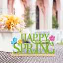 COCHIE Metal Happy Spring Sign, Spring Decorations for Home, Office, Shelf, Mantel, Indoor, Spring Flower Decor, Spring Butterfly Table Top Party Decoration (Spring)