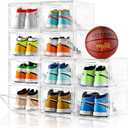 10 Pack Large Shoe Boxes Clear Plastic Stackable,Shoe Storage Organizer with Lids,Shoe Rack for Closet,Shoe Organizer and Shoe Containers for Sneaker Storage, Shoe Display Case Fit up to US Size 13