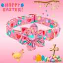 Lionheart glory Easter Day Dog Collar with Flower Dog Collar for X-Small Dogs, Easter Chickens Colorful Dog Flower Collars Spring Pink Collars Puppy Collar Flowers