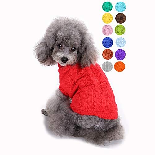Dog Sweater, Warm Dog Sweaters for Small Dogs Medium Large Dogs, Cute Winter Classic Turtleneck Pet Sweater Cat Sweater Dog Clothes Coat Dog Christmas Sweaters for Girls Boys Dog Puppy Cat Red S