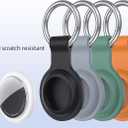 4 x AirTag Holder with Keychian, Compatible with Apple Airtags, Durable Silicone Protective Case for Airtag, Anti-Scratch & Keychain Attachment (Black+Lavender Grey+Dark Green+Brown)