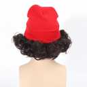 Fatmuai Short Curly Mens Red Beanie Halloween Costume Reallistic Cosplay and Performance Hair Wig with Black Mustache