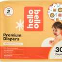 Hello Bello Diapers, Size 2 (10-16 lbs) Wild Cats, 30 Count of Premium Disposable Baby Diapers, Hypoallergenic with Soft, Cloth-Like Feel