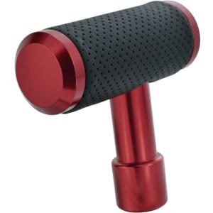 T Handle Shifter Car Knob, Joystick Style Alloy Cover with Leather Gear Stick Lever Shift Fit Most Automatic Manual Transmissions, Red-Black