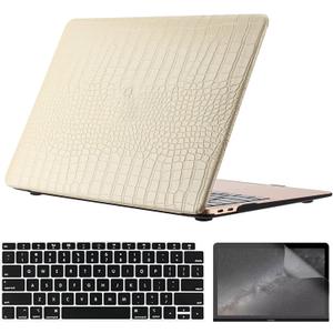 Compatible with MacBook Air 15 inch Case 2026-2023 Release M5 M4 M3 M2 Chip (Model A3448 A3241 A3114 A2941), Classic PU Leather Hard Case with Keyboard Cover & Screen Protector, Cream