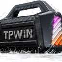 Bluetooth Speaker - 80W Loud Rugged Outdoor Speakers, IPX6 Waterproof, 20H Playtime, Deep Bass, Lightshow, TWS, BT 5.3 Wireless, Portable for Travel Hiking Camping Beach Pool - Black