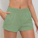 SOLY HUX Women's Sweat Shorts Casual Summer Elastic High Waist Running Lounge Shorts with Pockets (Green, XS)