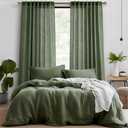 MIULEE Olive Green Linen Curtains 90 Inches Long 2 Panels for Bedroom Living Room, Back Tab & Pleat Tape with Hooks Soft Thick Linen Textured Window Drapes Semi Sheer Light Filtering Burlap Look Decor