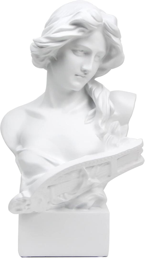 Norrclp Greek Statue of Musical Goddess, Classic Roman Head Bust Greek Mythology Sculpture for Living Room Home Shelf Decor (Goddess-11.8in)