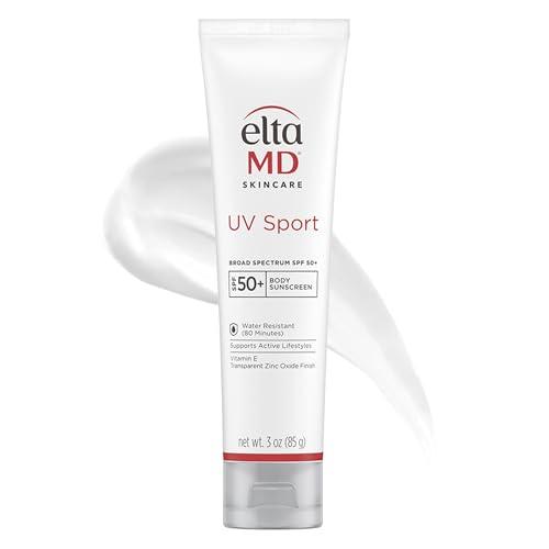 EltaMD UV Sport Sunscreen Lotion SPF 50 - Face and Body Sunscreen SPF 50, Water & Sweat Resistant, Zinc Oxide Formula for Active Lifestyles, 3 oz
