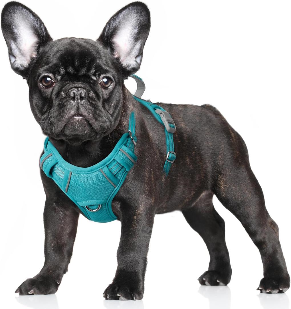 BARKBAY No Pull Dog Harness Large Reflective Dog Harness with Front Clip and Easy Control Handle for Walking Training Running with ID tag Pocket(Ocean Blue,S)
