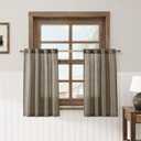 Nanspring Mocha Kitchen Curtains 24 Inch Length 2 Panels Linen Blend Back Tab Privacy Light Filtering Short Tier Curtains Modern Neutral Cafe Style for Small Windows Bathrooms RVs 26x24