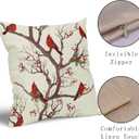 Red Winter Bird Pillow Covers 18x18 Set of 2 Rustic Christmas Bird Branches Leaf Print Decorative Outdoor Pillowcases Rustic Farmhouse Throw Cushion Case Decor for Couch Sofa Bed