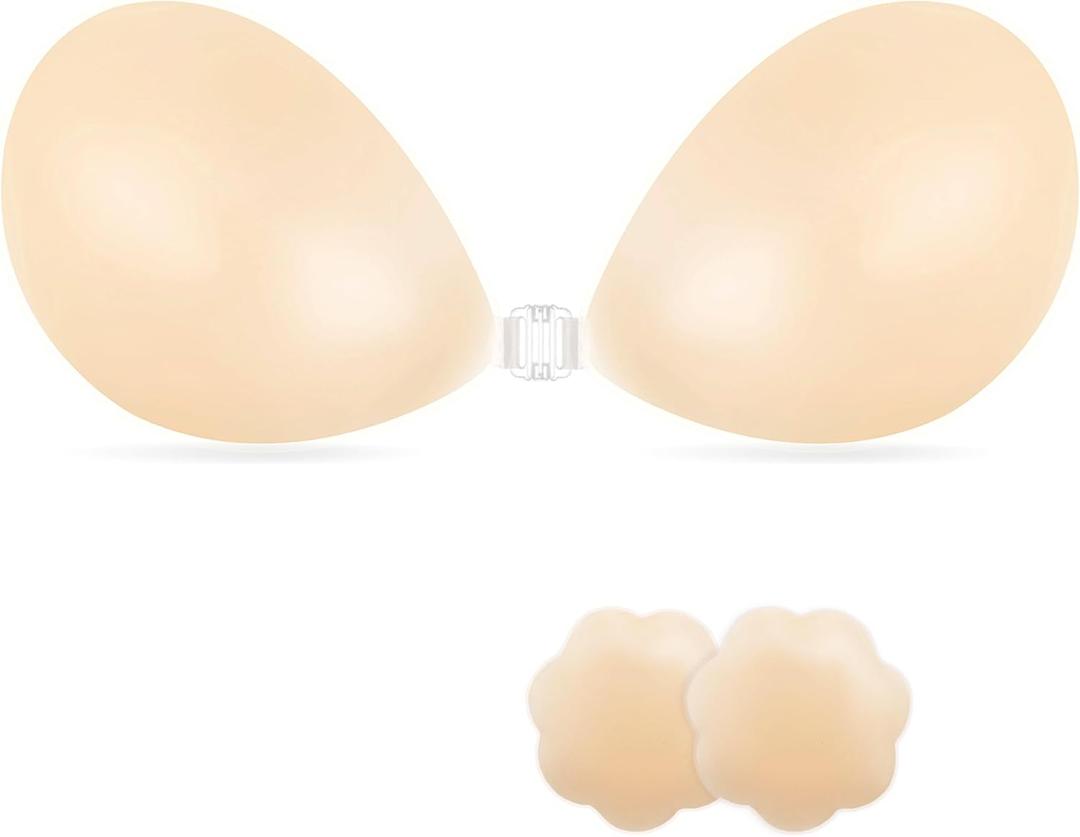 NONIO Adhesive Bra Strapless Sticky Invisible Push up Reusable Silicone The Best Off Backless Viscous for Women