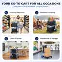 Collapsible Shopping Cart with Wheels, Foldable Platform Hand Truck (Blue)