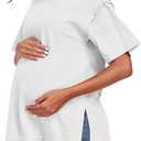 Women's Maternity Shirts Short Sleeve Split Side Pregnancy Tops Summer Casual Loose Tunic Tees