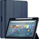 Fire Max 11 Tablet case (13th Gen, 2023), DJ&RPPQ Soft TPU Back with Dual Angle Lightweight Trifold Stand Auto Wake/Sleep Fits Fire Max 11 Tablet Also for Sony Nokia Incompatible with iPad,Navy Blue