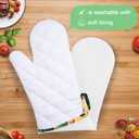 ANNA QUEEN Oven Mitts Set of 2 with Clear Silicone Shell and Panda Print Cotton Lining, Heat Resistant Kitchen Oven Gloves Pot Holders