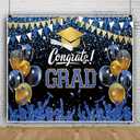 10x8ft Blue and Gold Graduation Backdrop Class of 2026 Photography Background Congrats Grad Photo Backdrop Large Graduation Party Decorations Video Shoot Portrait Photoshoot Props