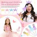 Hollowfly 12 Pcs Princess Party Favors Including 6 Glitter Star Fairy Wands and 6 Sequin Princess Crown Headbands for Girls Birthday Party Gifts