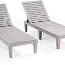 Nestl Patio Chairs - Grey Chaise Lounge Chair Outdoor, 5-Position Adjustable Sun Tanning Chair, Waterproof Pool Lounge Chairs Set of 2, Reclining Lawn Chair, Lightweight Outdoor Lounge Chairs