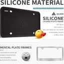 Aujen Silicone License Plate Frames Black, 2 Pack Car License Plate Frame, Universal US Black License Plate Holders Brackets Rust-Proof, Weather & Rattle-Proof, Car Accessories