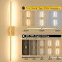 Ouyulong Battery Operated Wall Sconces Set of 2, 10000mAh Wireless Rechargeable 3000-6000K Dimmable 350° Rotate Wall Light with Remote for Living Room, Bedroom 31.6in Gold