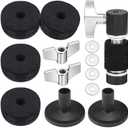 Facmogu 13PCS Cymbal Replacement Accessories, Standard Hi-Hat Clutch, Drum Cymbal Felt Pads Include Wing Nuts & Washers & Plastic Cymbal Sleeves, Replacement for Drum Set - Black